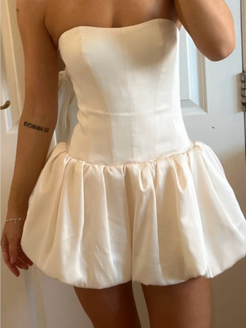 Oh Polly Strapless Corset Bubble Hem Mini Dress